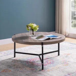 Round Coffee Table Dark Taupe & Black