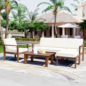 U_Style  Multi-person Sofa Set with A Small Table, Suitable for Gardens, Backyards, and Balconies.