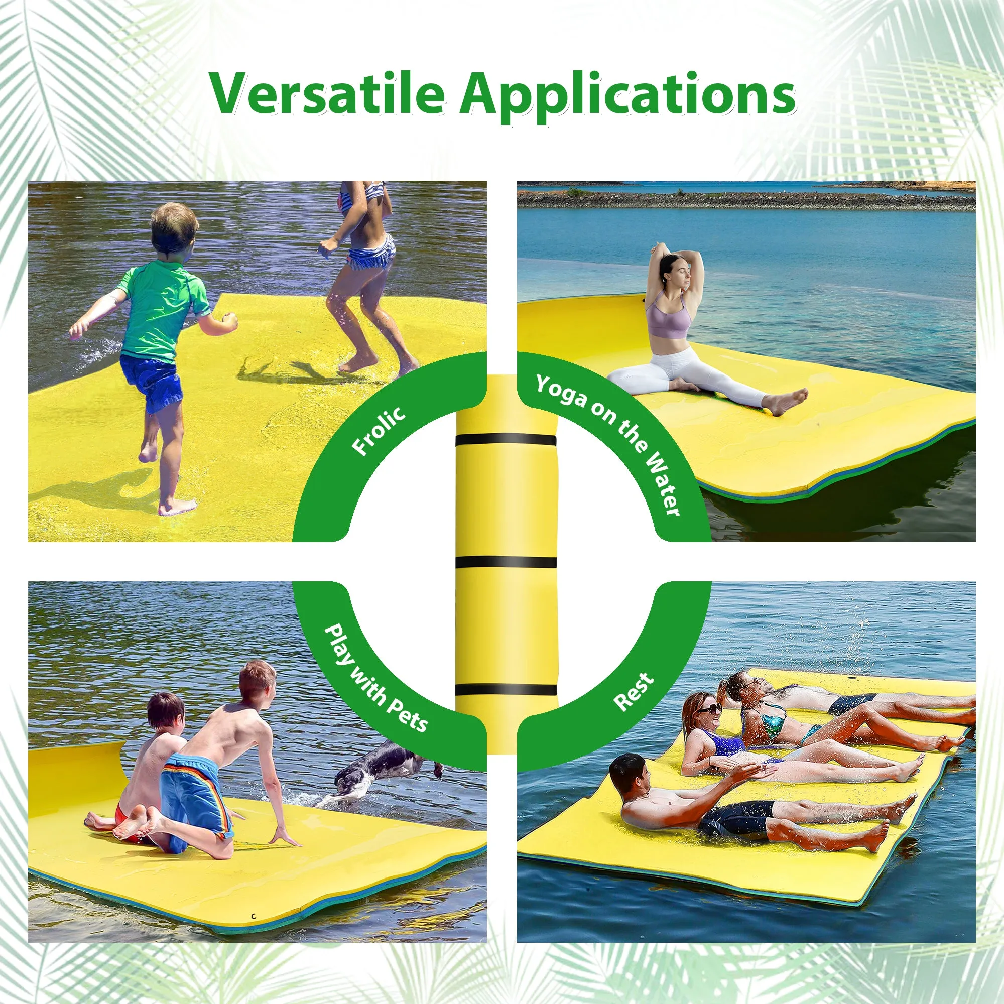 18*6FT Floating Water Pad Mat, 3-Layer Tear-Resistant XPE Foam Water Floating Mat, Lily Pad for Water Recreation Pool, Lake, Beach, Ocean