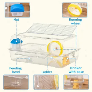 2 Storey Hamster Cage Small Pet Animal Cage Double Layers Running Wheel Drinker Feeding Bowl