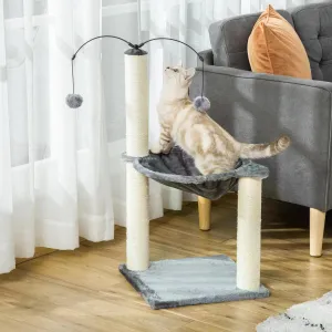 83cm Cat Tree Tower for Indoor Cats w/ Sisal Scratching Post Hammock Hanging Toy Activity Centre - Grey