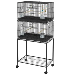 Double Stackable Bird Cage on Wheels w/ Stand, for Canaries