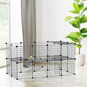 Guinea Pig Playpen Rabbit Playpen Metal Wire Fence Indoor Outdoor Small Animal Cage 36 Panel Enclosure Black