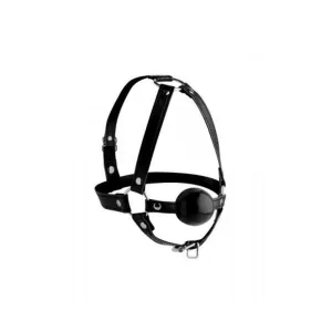 Head Harness With 1.65 Inches Ball Gag Black Leather